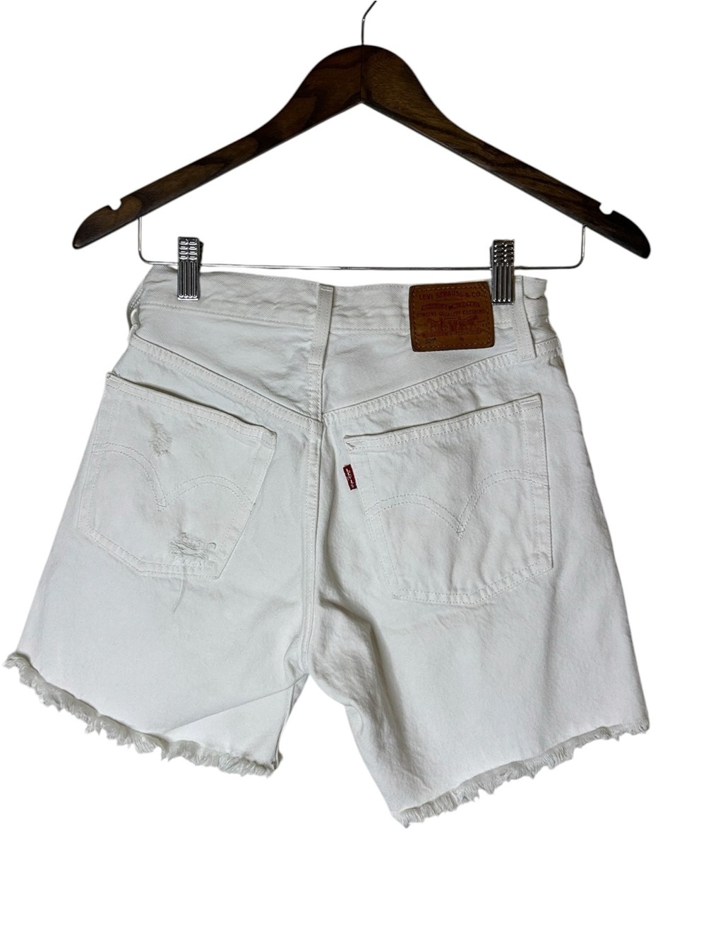 Levi's Women's White 501 Mid Thigh Shorts- Size 24 - Picture 6 of 10
